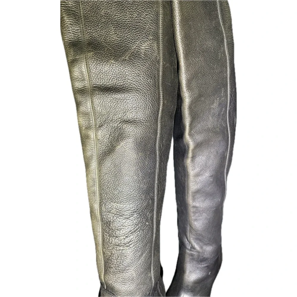 AllSaints Black Leather Over The Knee Thigh High Heel Boots Brazil Size 38 7.5-8